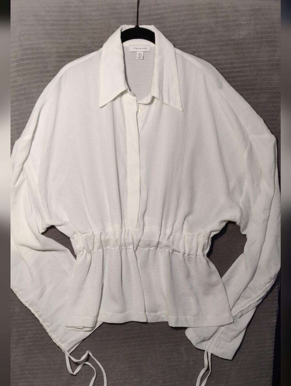 Topshop White Cinched Waist Top